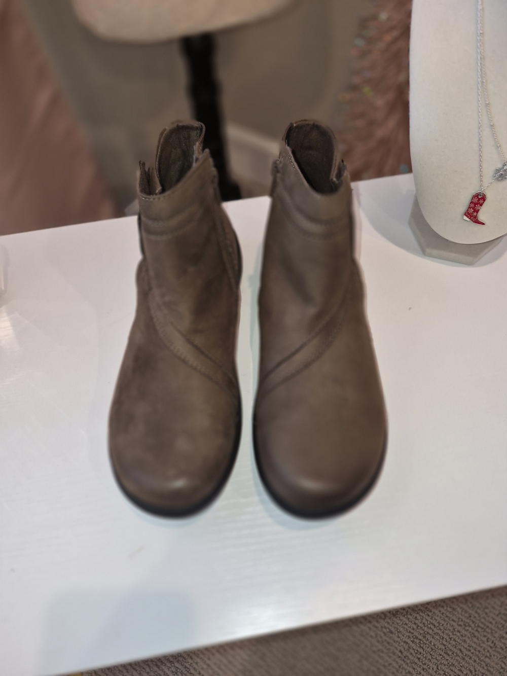 Women's Taupe Ankle Boot - Classic Slip-On Style